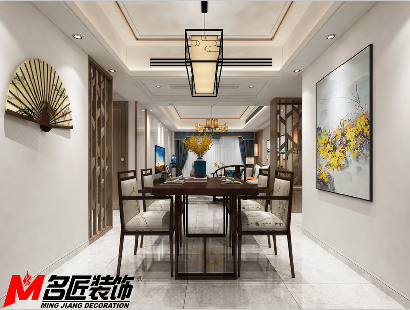 德陽(yáng)市安國(guó)靜苑新中式風(fēng)格三居室裝修案例